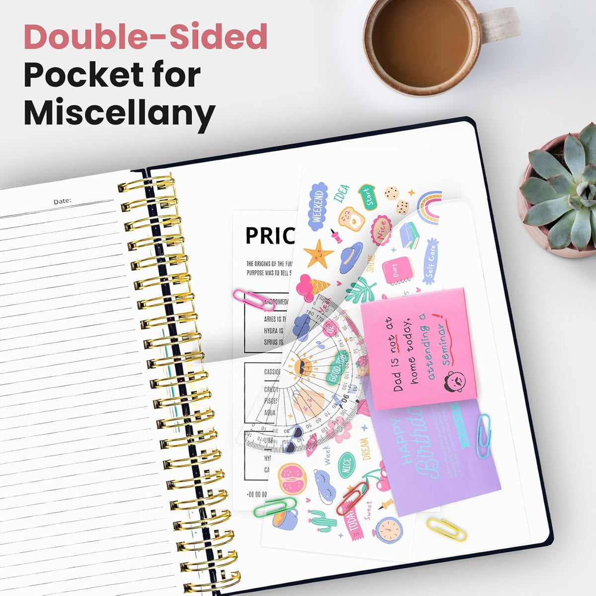 Taja Spiral Notebooks for Work 5 Subject Notebook with Removable Dividers