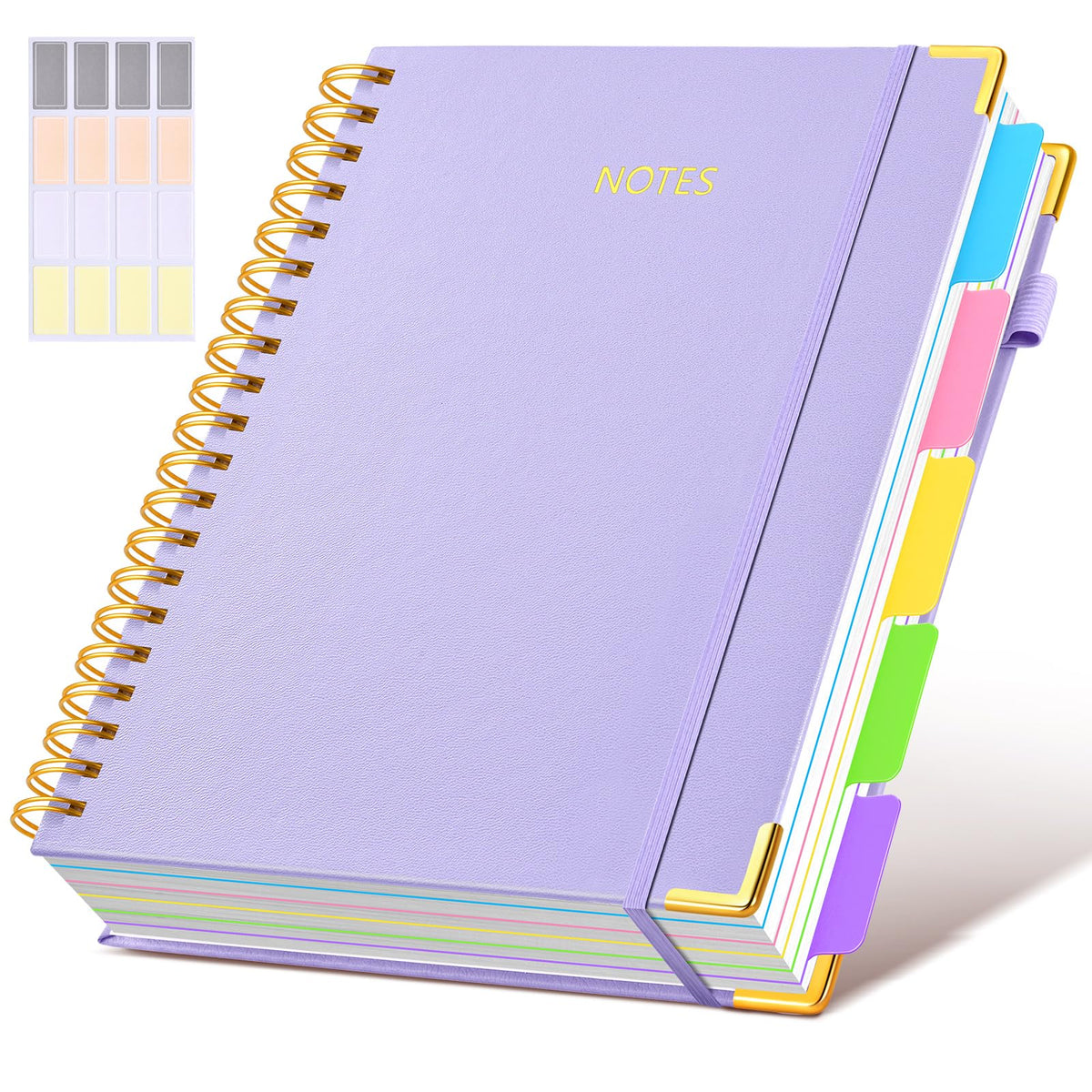 Hardcover Spiral Notebook journal with Removable Dividers Tabs, 300 Pages Leather 5 Subject Notebook College Ruled, 8"x10" Large B5 Notebooks for Work School Note taking, Lined Journal for Women,Green