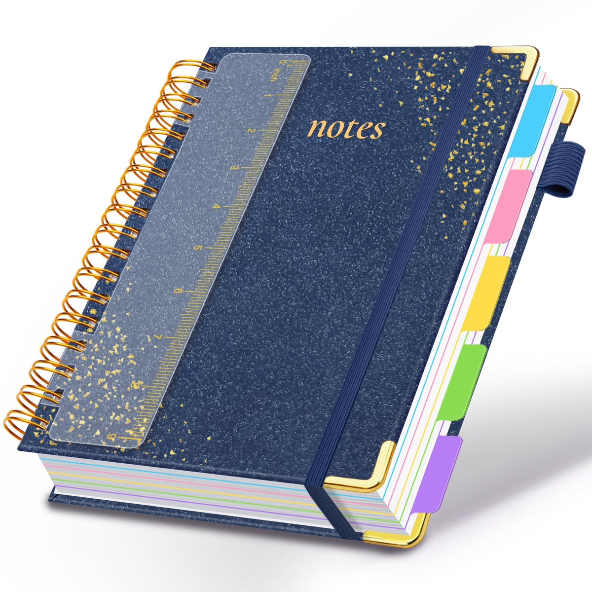 Hardcover Spiral Notebook with Tabs & Dividers, 8"x10" 5 Subject