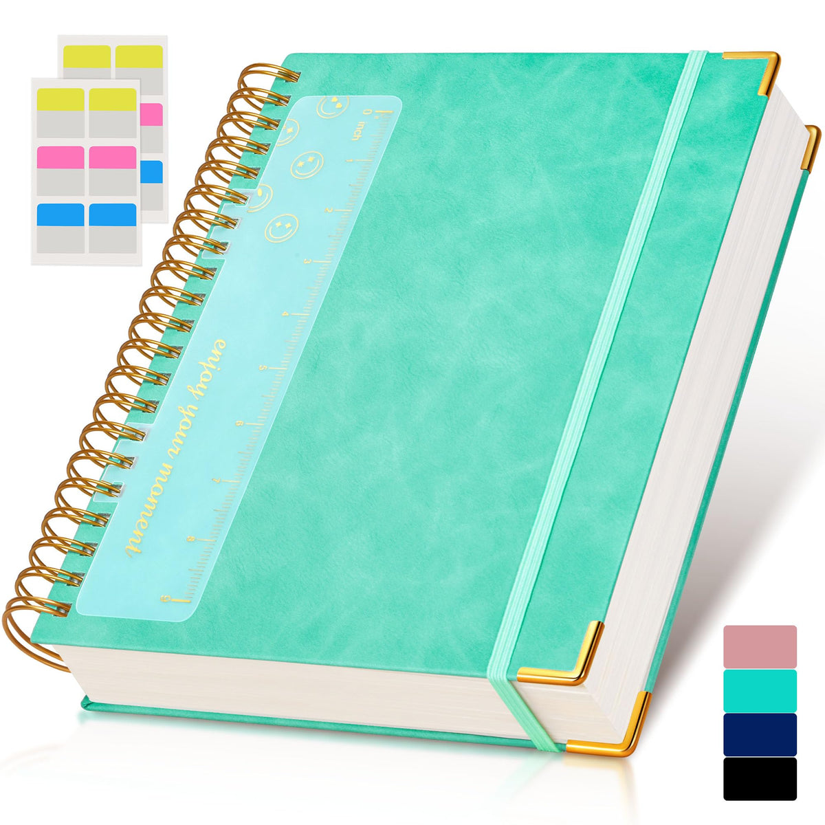 Spiral Notebook Journal 8.5” x 11”, 300 Pages Hardcover Leather Lined Journals for Women Men, A4 Large College Ruled Notebooks with 100 GSM Thick Paper, Spiral Journal for Writing Work School, Purple