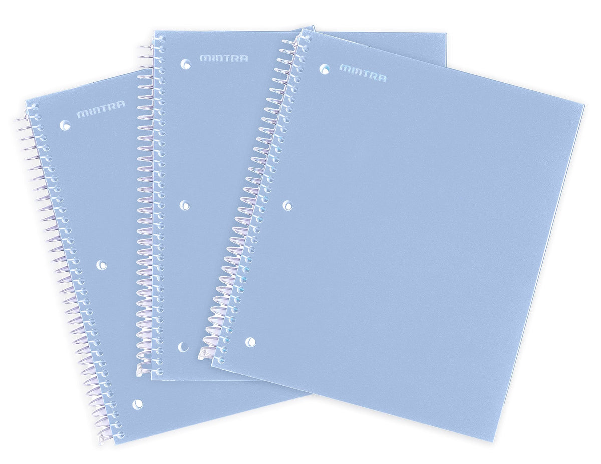 Mintra Office Durable Spiral Notebooks, 1 Subject, (Spring Pink, Sun Yellow, Arctic Ice, College Ruled 3pk)
