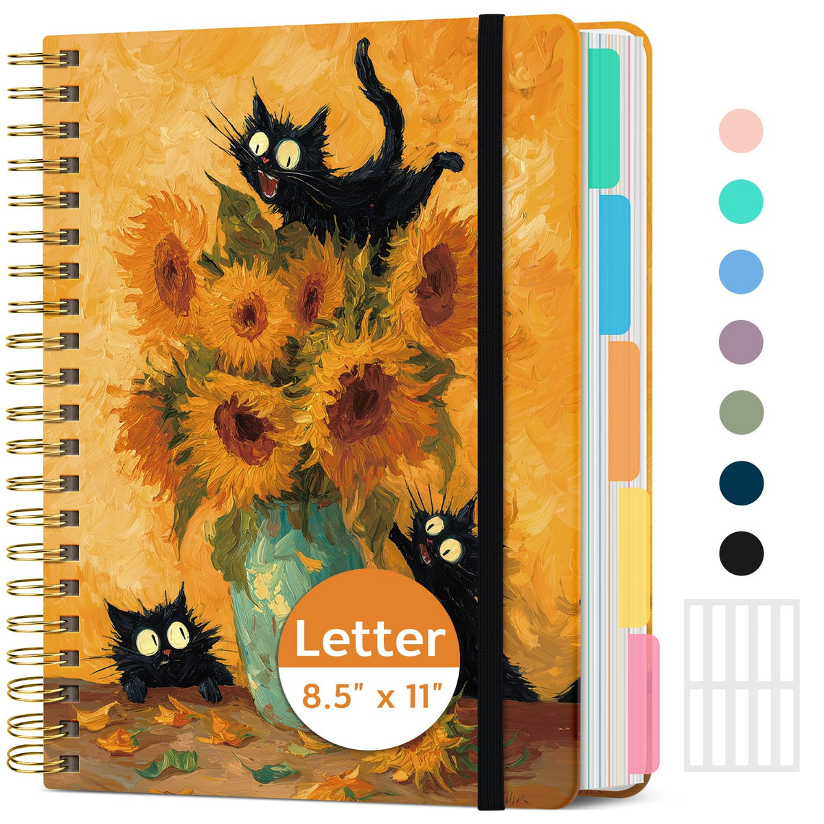 Taja Cute Large Spiral Lined Notebook for Work with 5 Removable Dividers