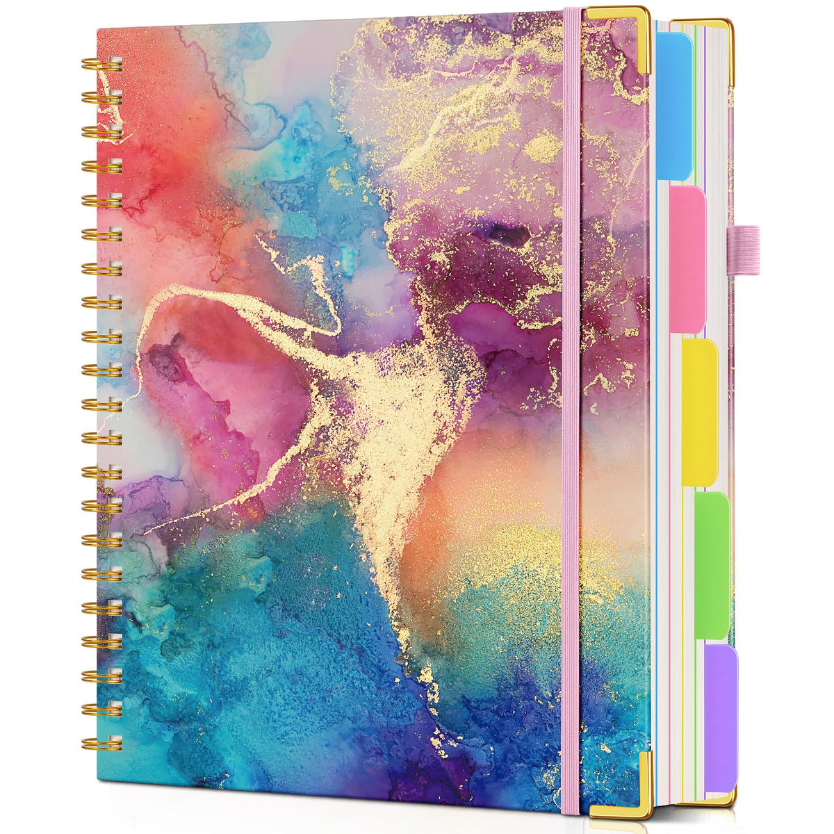 Large Spiral Notebook Journal 8.5"x11" with Divider Tabs, 300 Pages 5 Subject Notebooks for Work School, Cute Lined Journal for Women, A4 Hardcover Spiral Notebook College Ruled,ColorfulTreeofLife