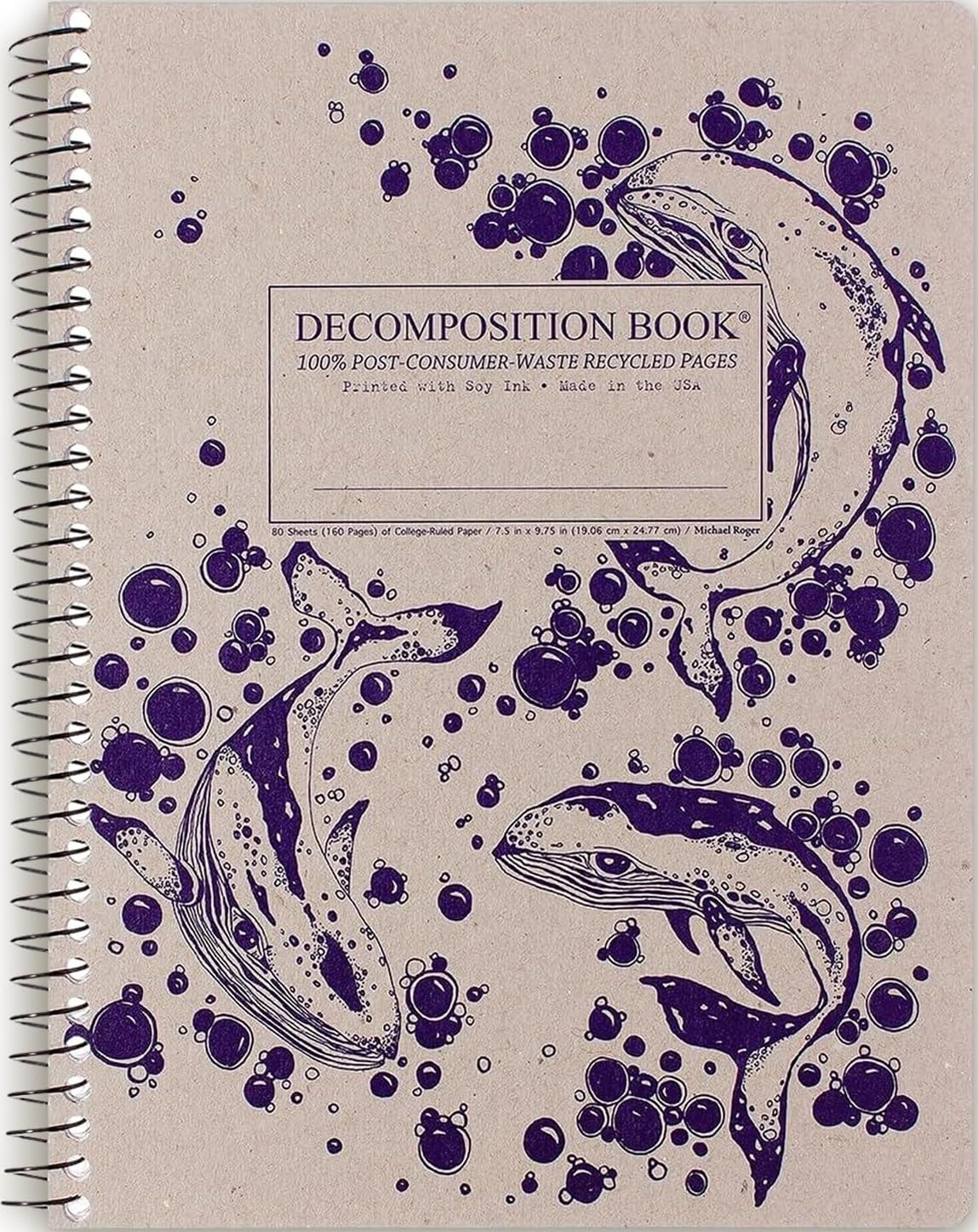 Decomposition Bluebells College Ruled Spiral Notebooks – 9.75 x 7.5 Journal with 160 Lined Pages – Notebooks for School Supplies, Home & Office – 100% Recycled Paper – Made in USA