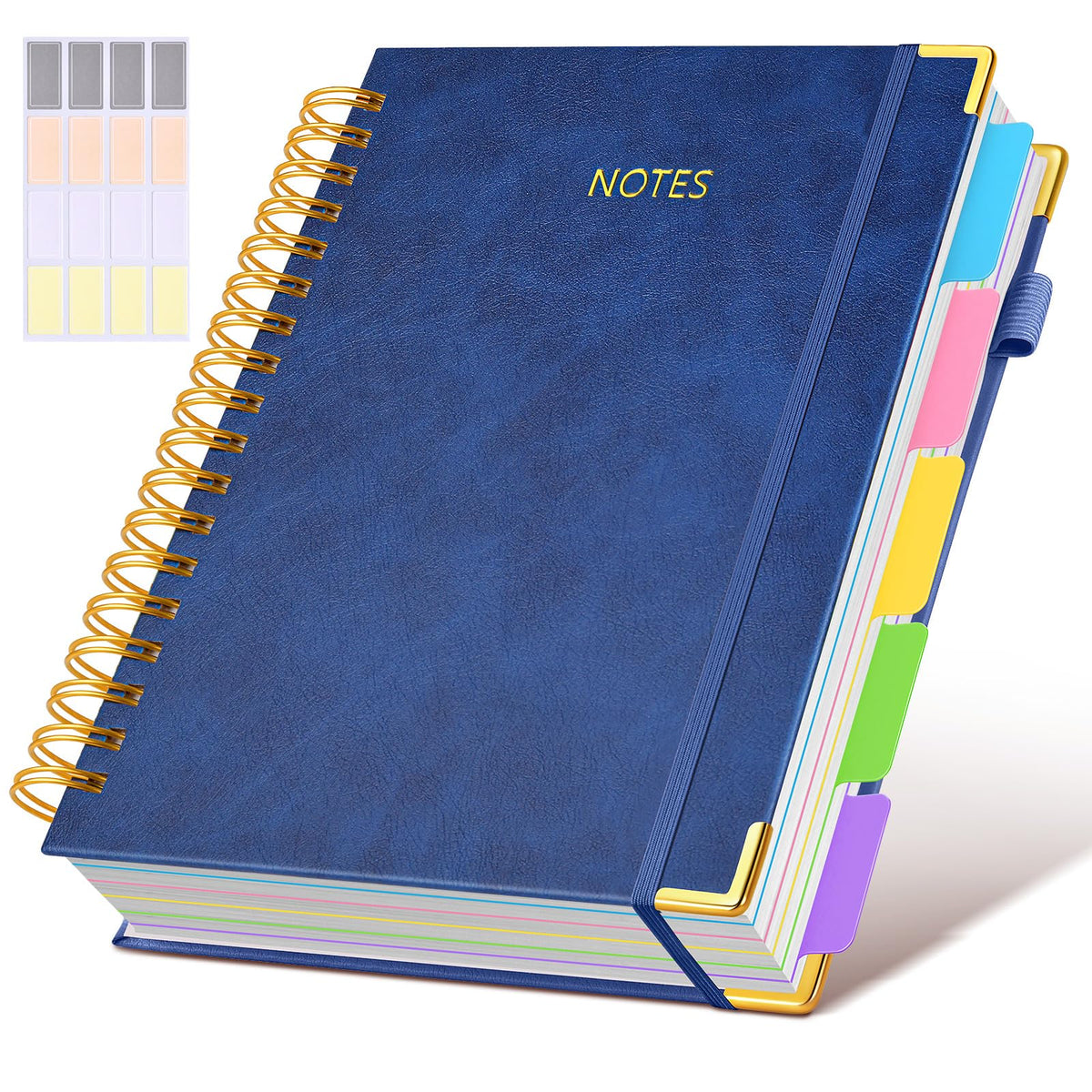 Hardcover Spiral Notebook journal with Removable Dividers Tabs, 300 Pages Leather 5 Subject Notebook College Ruled, 8"x10" Large B5 Notebooks for Work School Note taking, Lined Journal for Women,Green