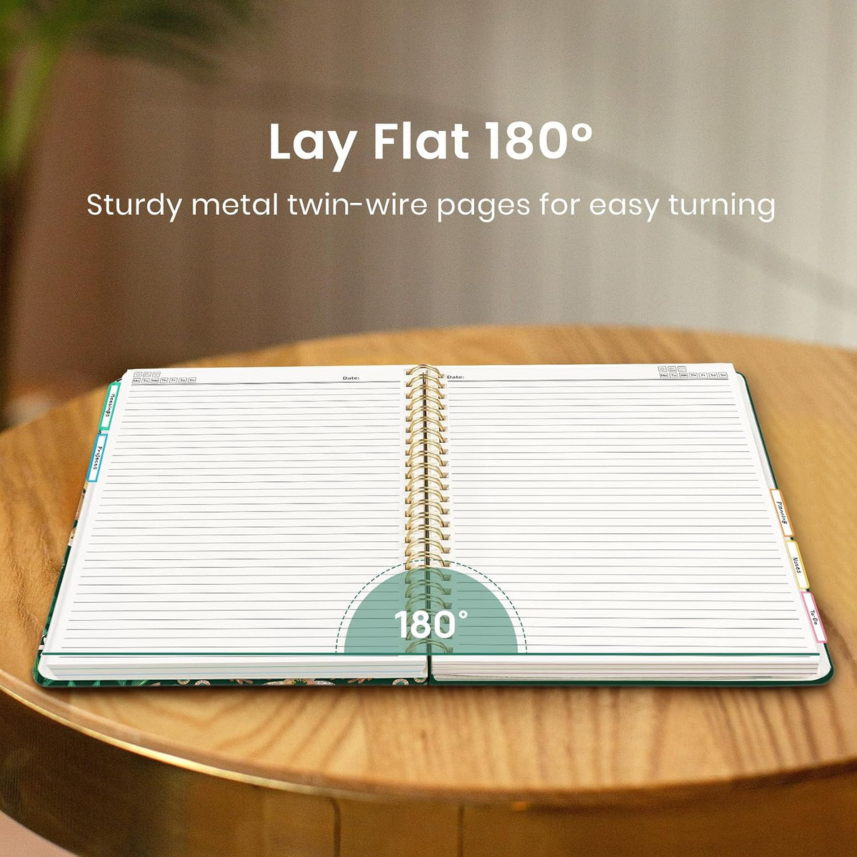 Taja Cute Large Spiral Lined Notebook for Work with 5 Removable Dividers