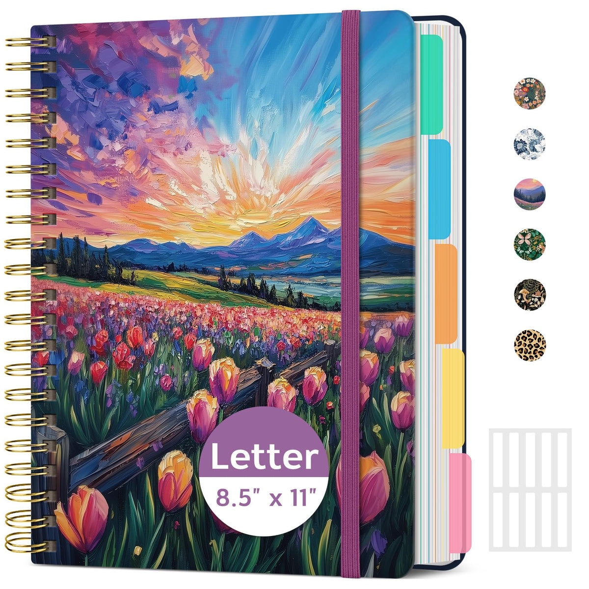 Taja Cute Large Spiral Lined Notebook for Work with 5 Removable Dividers
