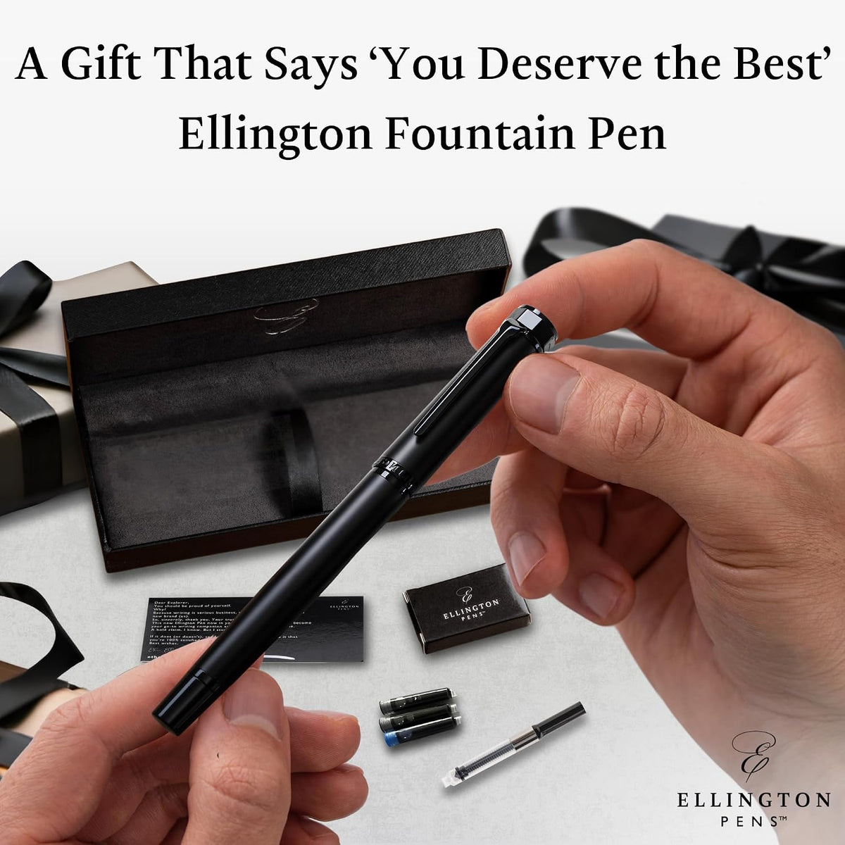 Luxury Fountain Pen Set for Writing, Refillable Ink Converter, Gift Box