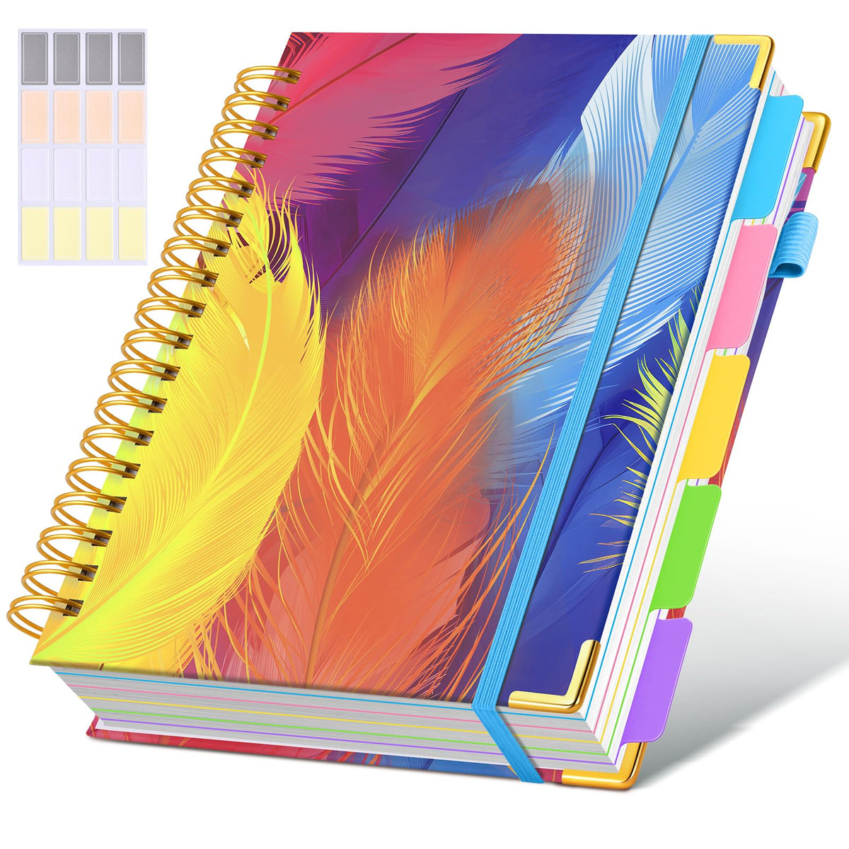 Hardcover Spiral Notebook journal with Removable Dividers Tabs, 300 Pages Leather 5 Subject Notebook College Ruled, 8"x10" Large B5 Notebooks for Work School Note taking, Lined Journal for Women,Green