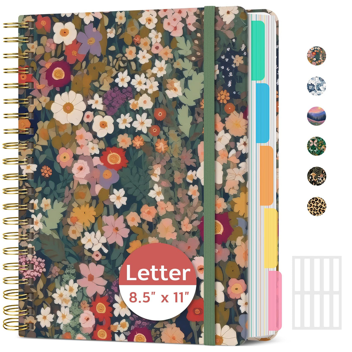 Taja Cute Large Spiral Lined Notebook for Work with 5 Removable Dividers