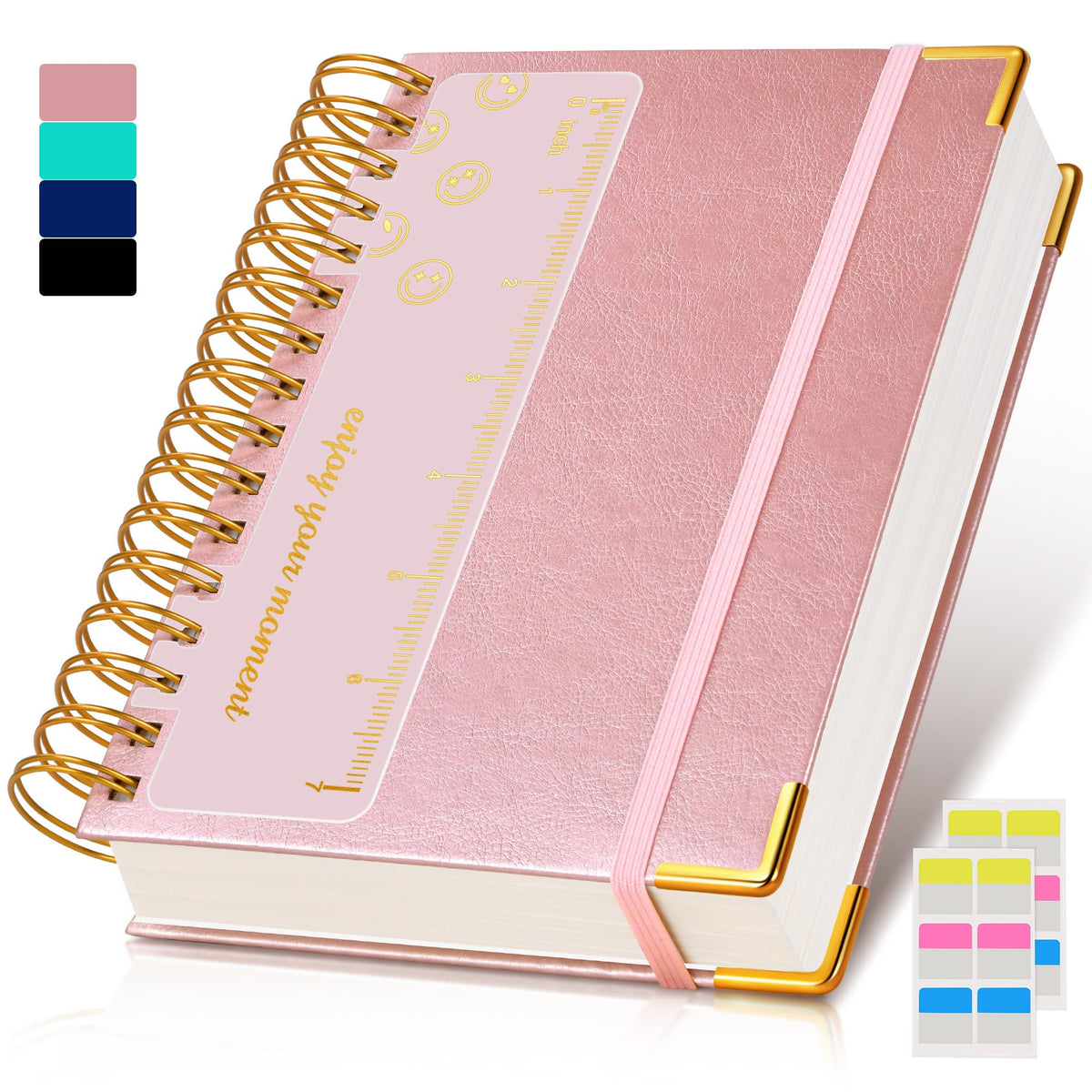 Spiral Notebook Journal 8.5” x 11”, 300 Pages Hardcover Leather Lined Journals for Women Men, A4 Large College Ruled Notebooks with 100 GSM Thick Paper, Spiral Journal for Writing Work School, Purple