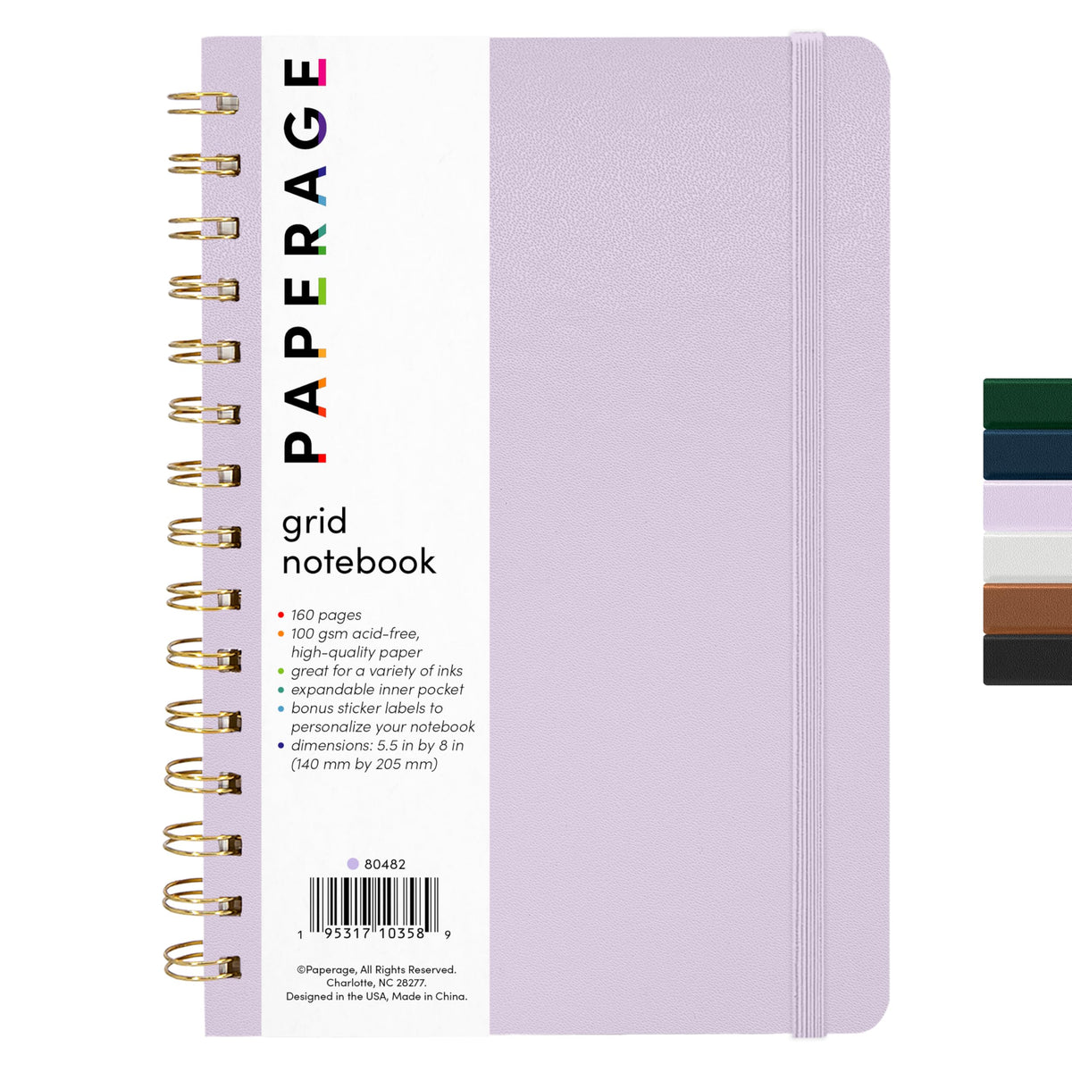 PAPERAGE Lined Spiral Journal Notebook, (Burgundy, Navy, Olive Green), 3 Pack, 160 Pages, Medium 5.5 inches x 8 inches - 100 GSM Thick Paper, Hardcover, Double-Wire Spiral Journal & Notebook