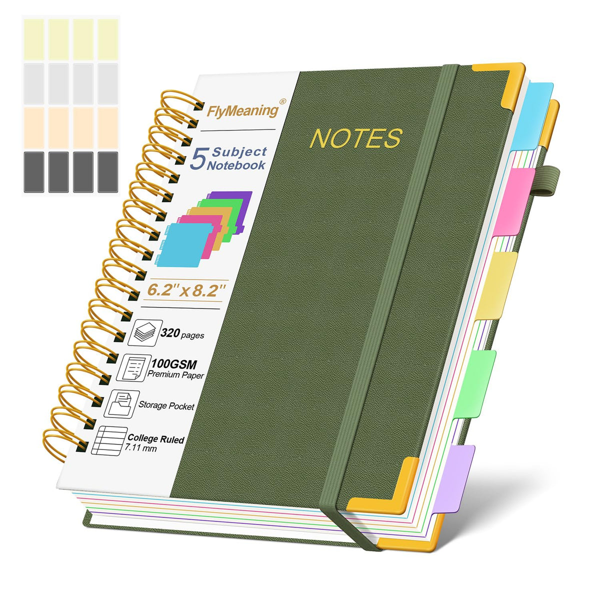 Hardcover Spiral Notebook Journal with Removable Dividers Tabs