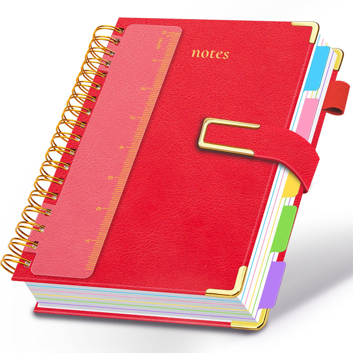Hardcover Spiral Notebook College Ruled, 6.2"x 8.2" Leather Journal Notebook with Magnetic Closure, 300 Pages 5 Subject Notebook with Dividers Tabs Journal for Women Men, Work, School(Sage Green)