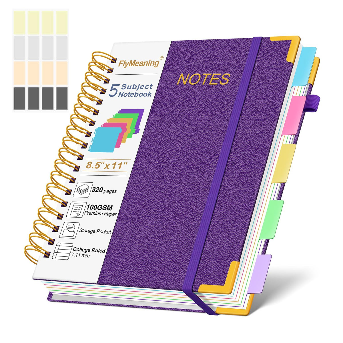 Hardcover Spiral Notebook Journal with Removable Dividers Tabs