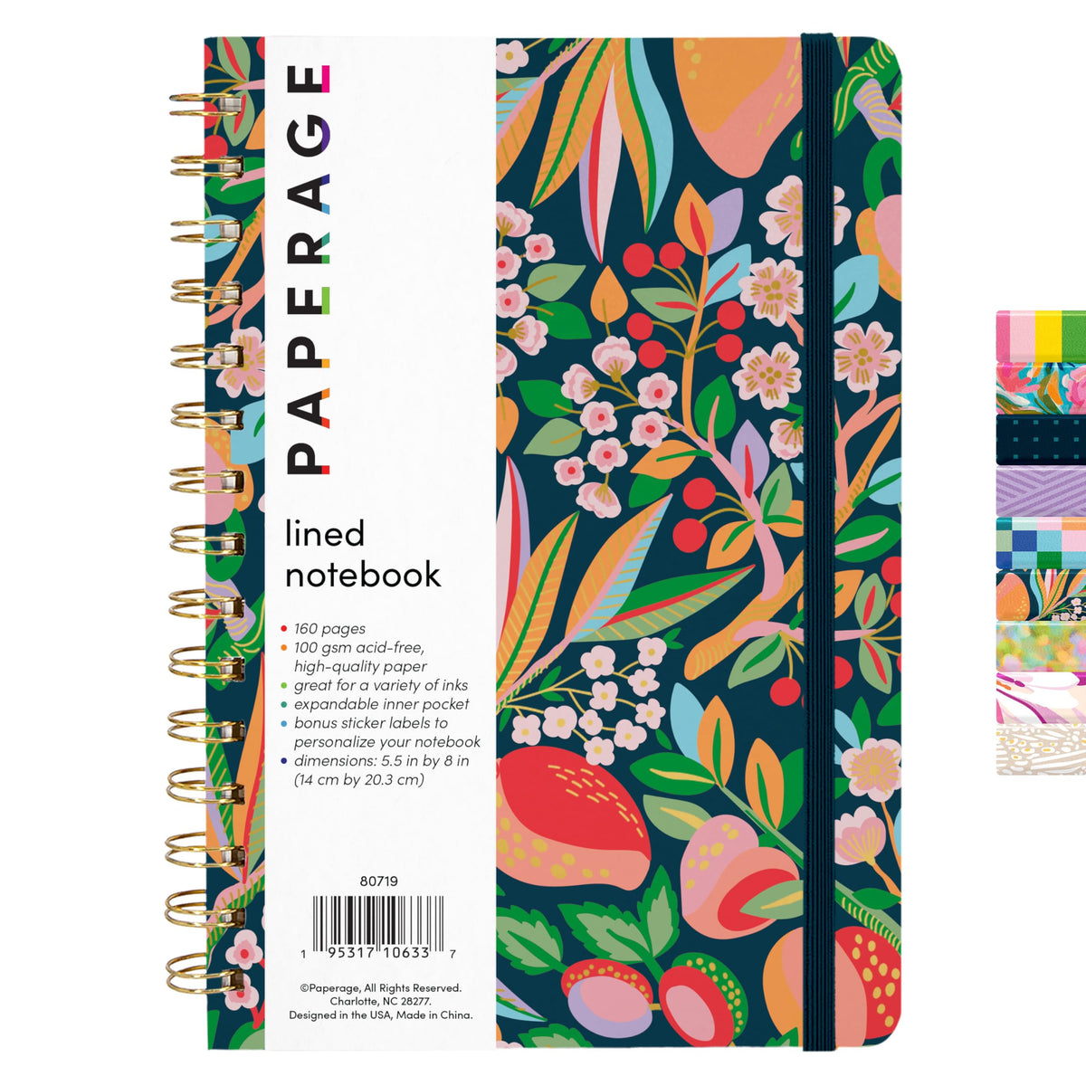 PAPERAGE Lined Spiral Journal Notebook, (Burgundy, Navy, Olive Green), 3 Pack, 160 Pages, Medium 5.5 inches x 8 inches - 100 GSM Thick Paper, Hardcover, Double-Wire Spiral Journal & Notebook