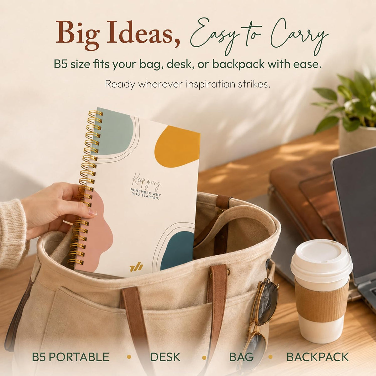 300-Page Hard Cover Notebook with Affirmations - B5 Spiral Bound