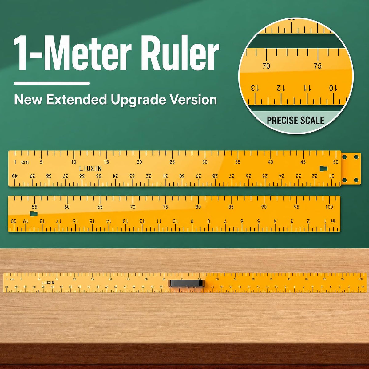 39 Inch Strong Magnetic Straight Ruler and Protractor Geometry Teaching Kit