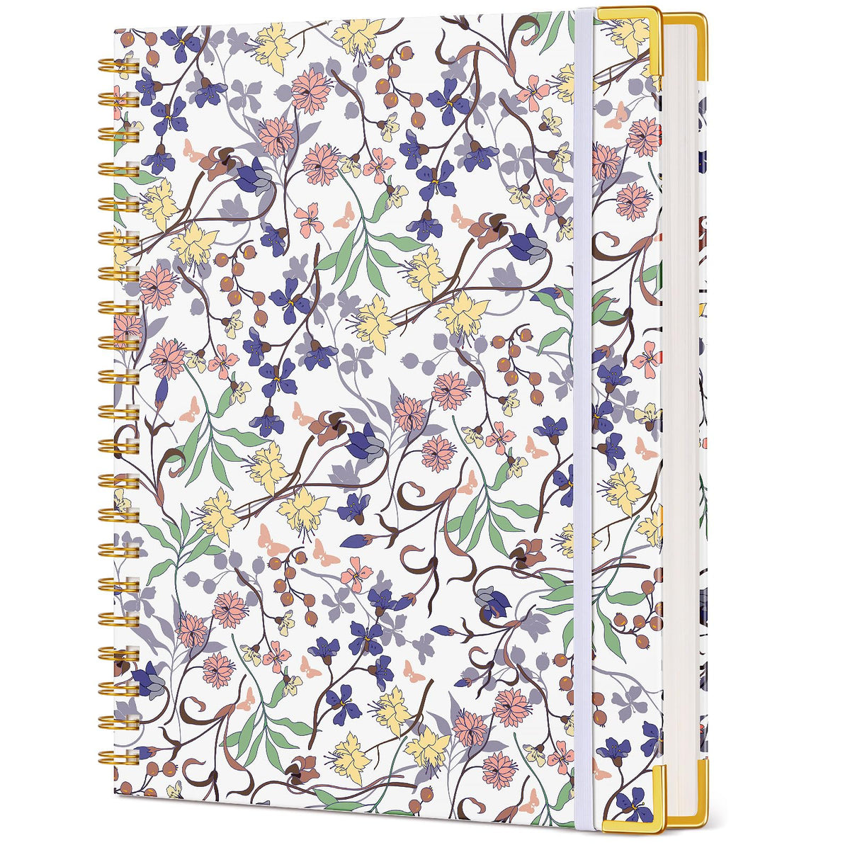 Cute Spiral Notebook Journal for Women, 200 Pages Lined Notebooks 8.5” x 11”, A4 Large Hardcover Spiral Journals with 100 GSM Thick Paper, College Ruled Notebook for Writing Work School, Orange Floral