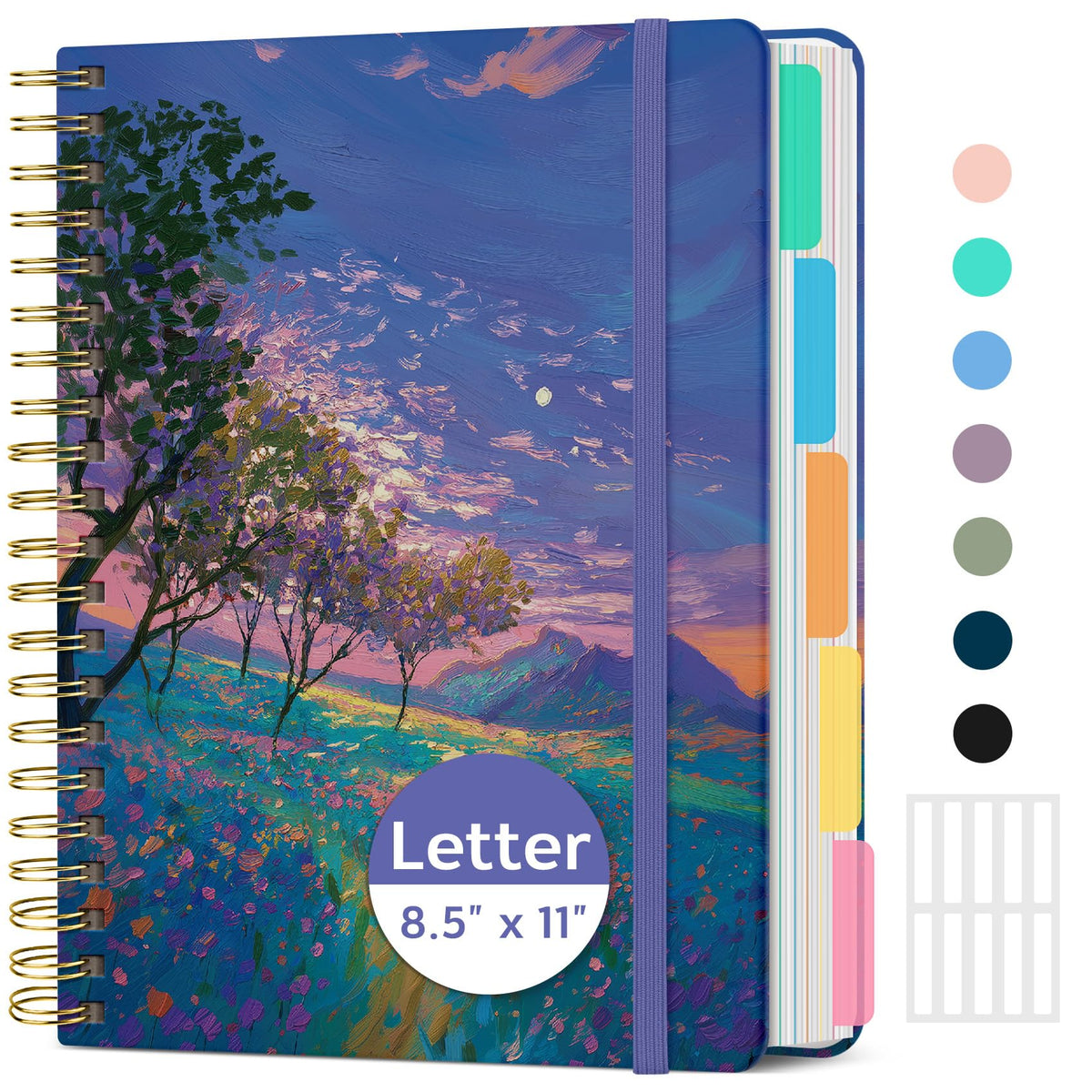 Taja Cute Large Spiral Lined Notebook for Work with 5 Removable Dividers