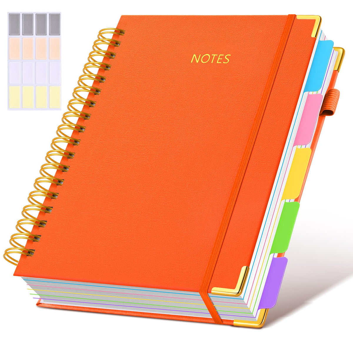 Hardcover Spiral Notebook journal with Removable Dividers Tabs, 300 Pages Leather 5 Subject Notebook College Ruled, 8"x10" Large B5 Notebooks for Work School Note taking, Lined Journal for Women,Green