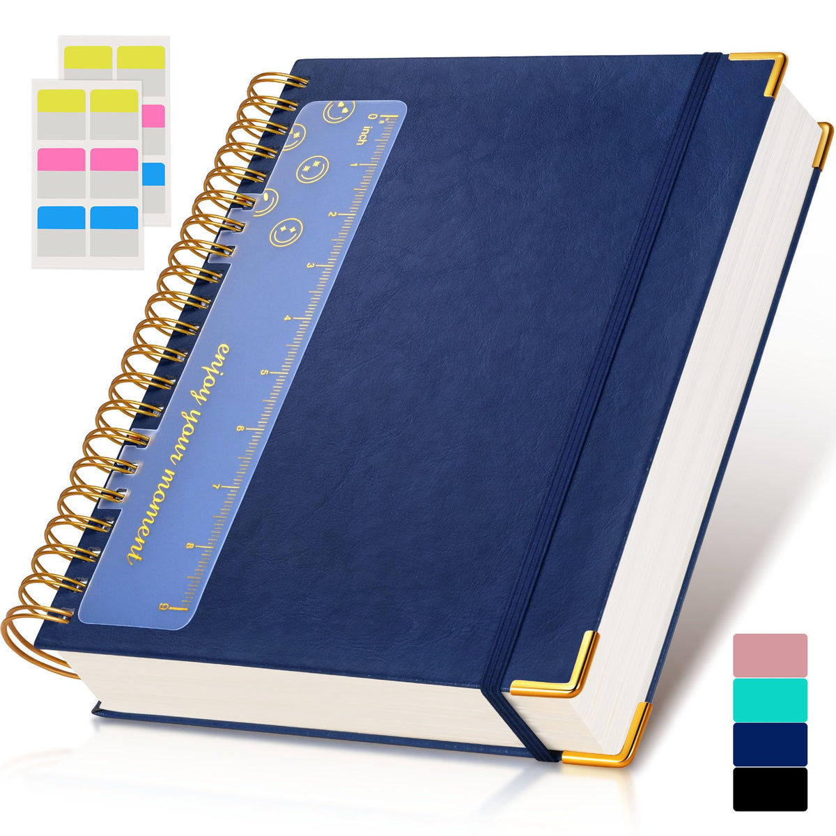 Spiral Notebook Journal 8.5” x 11”, 300 Pages Hardcover Leather Lined Journals for Women Men, A4 Large College Ruled Notebooks with 100 GSM Thick Paper, Spiral Journal for Writing Work School, Purple