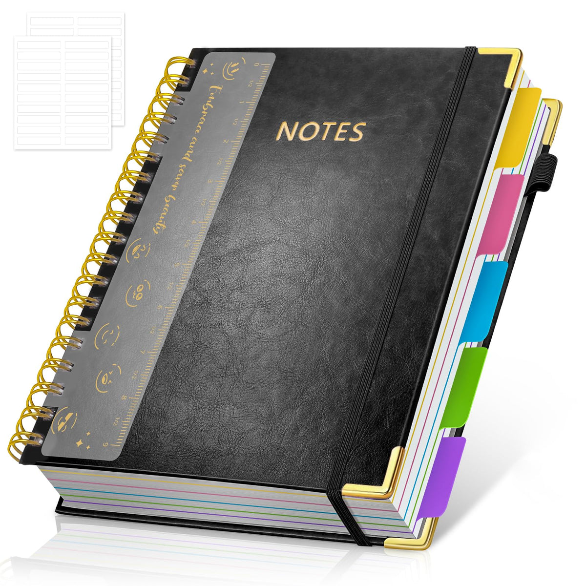 Hardcover Multi Subject Spiral Notebook with Tabs, Large B5 for Work
