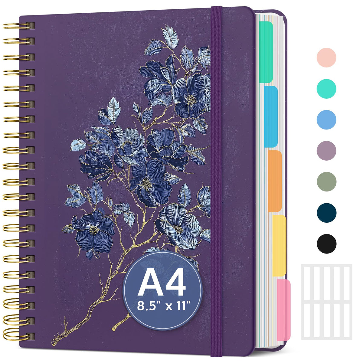 Taja Spiral Notebooks for Work 5 Subject Notebook with Removable Dividers