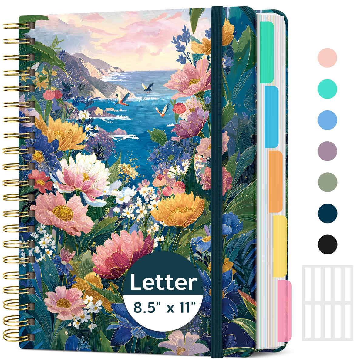 Taja Spiral Notebooks for Work 5 Subject Notebook with Removable Dividers