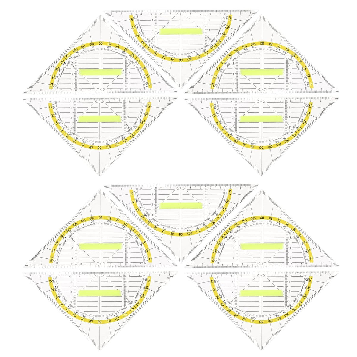 10pcs Triangle Ruler with Handle, Plastic Angle Measuring Tool