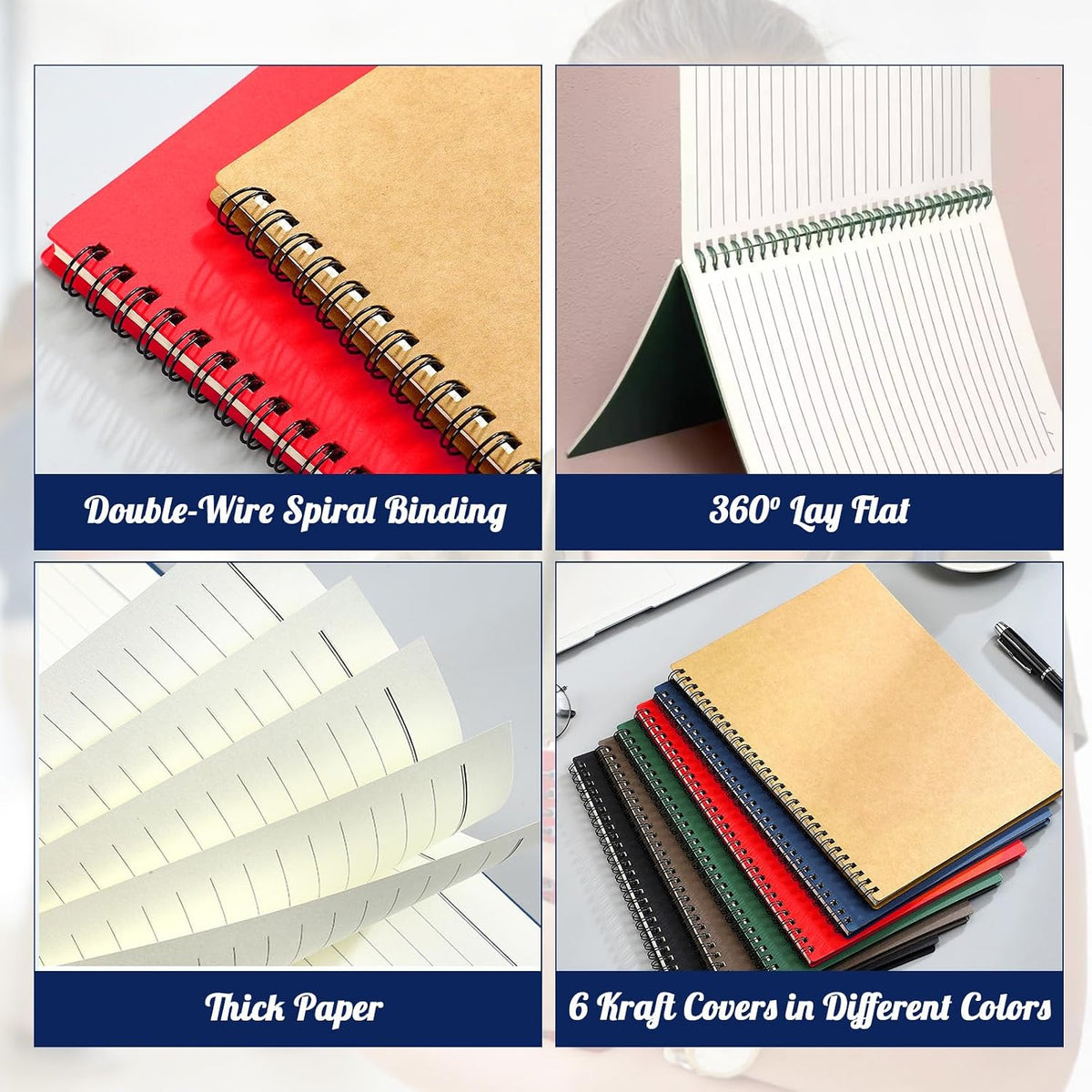 Retainbre 12 Pack Small Spiral Notebook 5.5x8.3 for Work School Office
