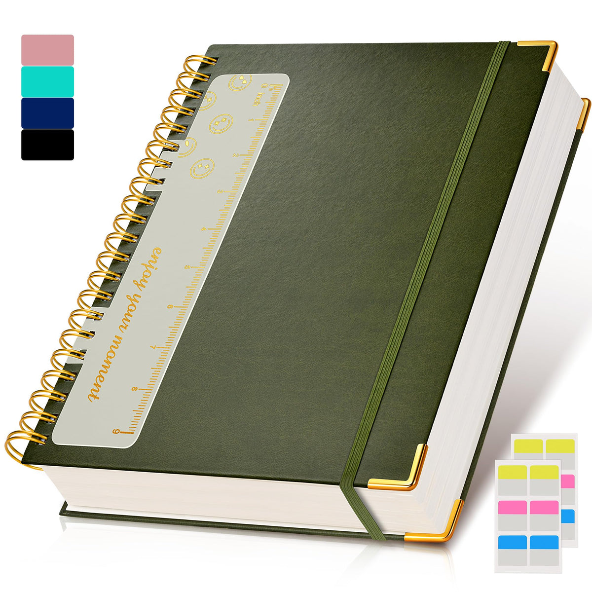 Spiral Notebook Journal 8.5” x 11”, 300 Pages Hardcover Leather Lined Journals for Women Men, A4 Large College Ruled Notebooks with 100 GSM Thick Paper, Spiral Journal for Writing Work School, Purple
