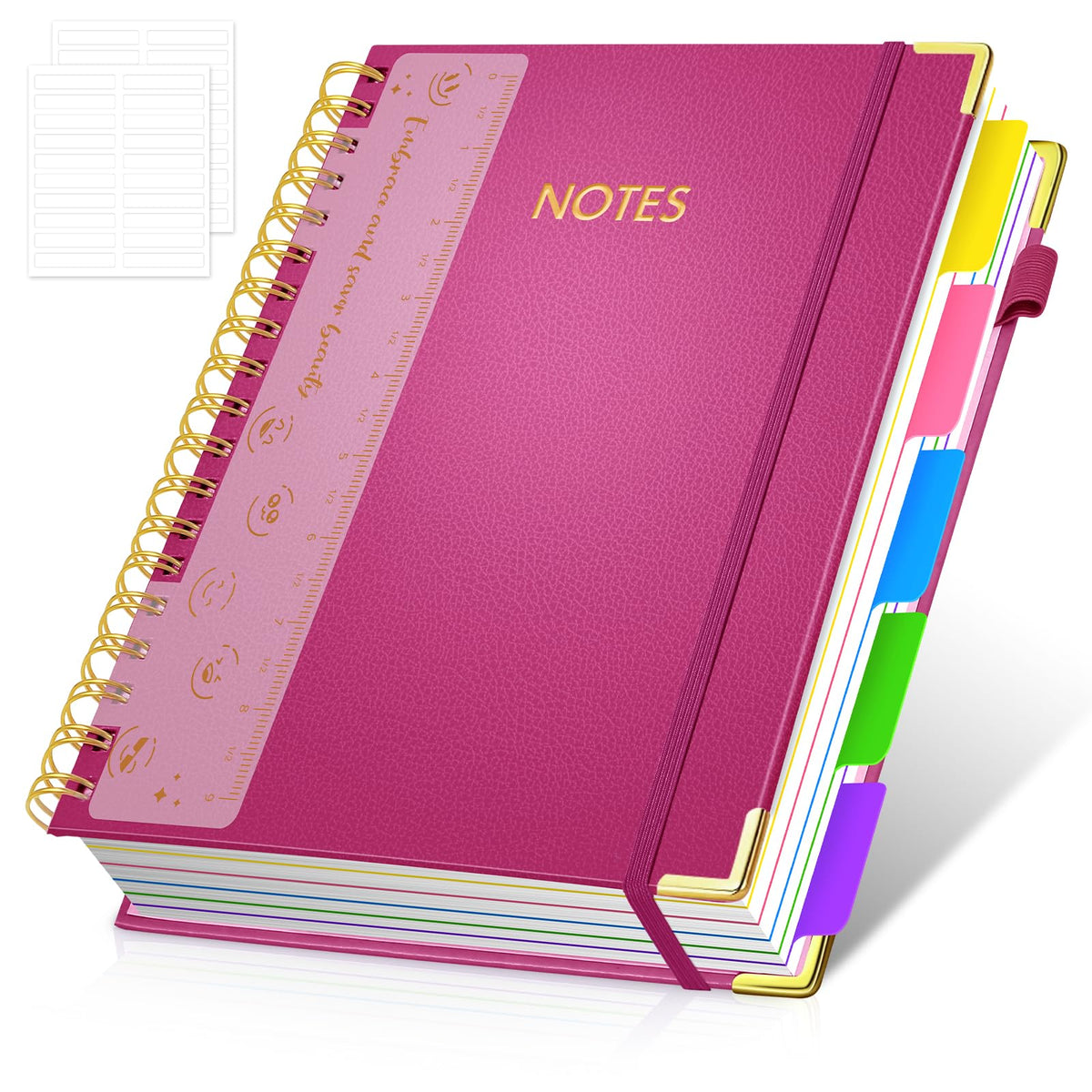 Hardcover Multi Subject Spiral Notebook with Tabs, Large B5 for Work