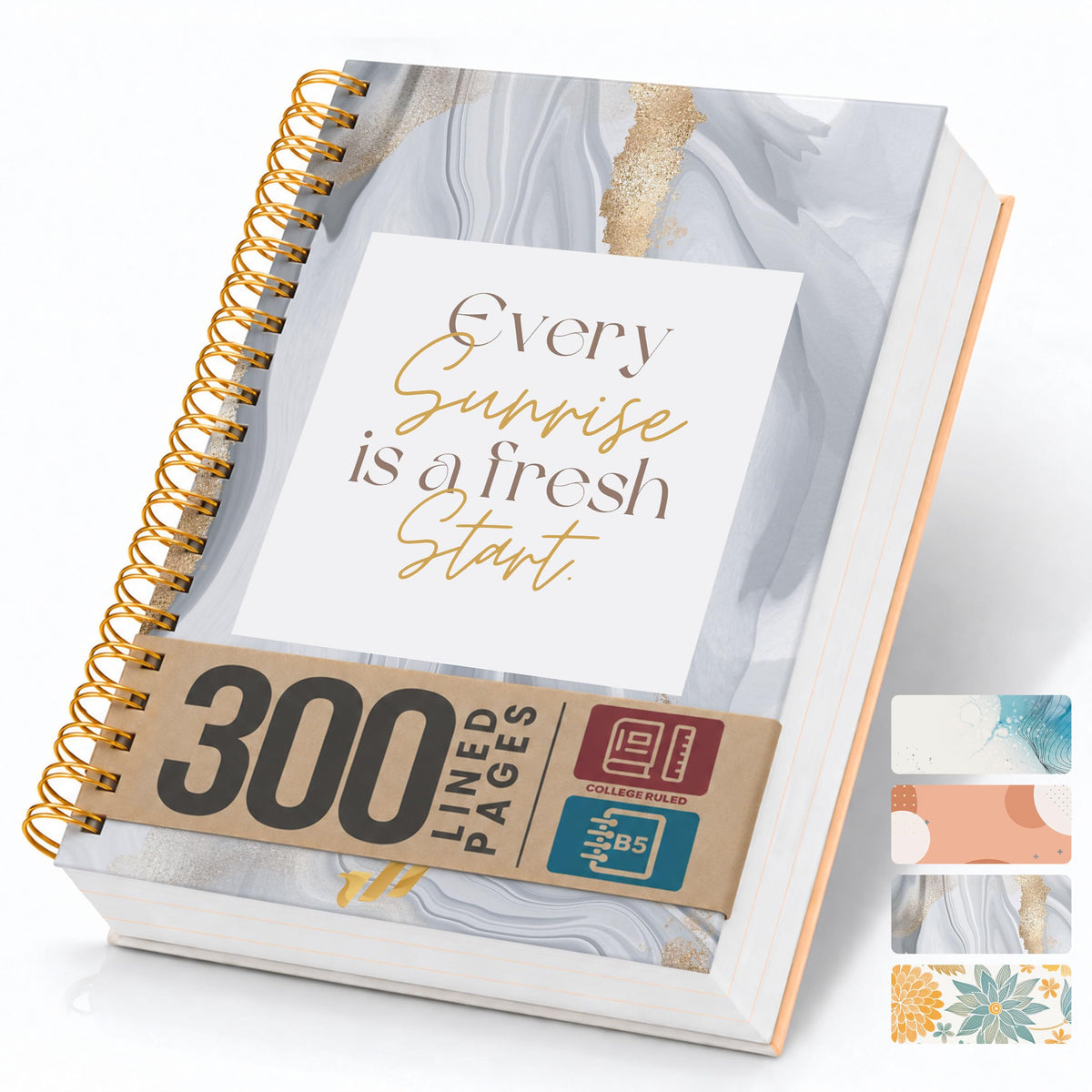 300-Page Hard Cover Notebook with Affirmations - B5 Spiral Bound
