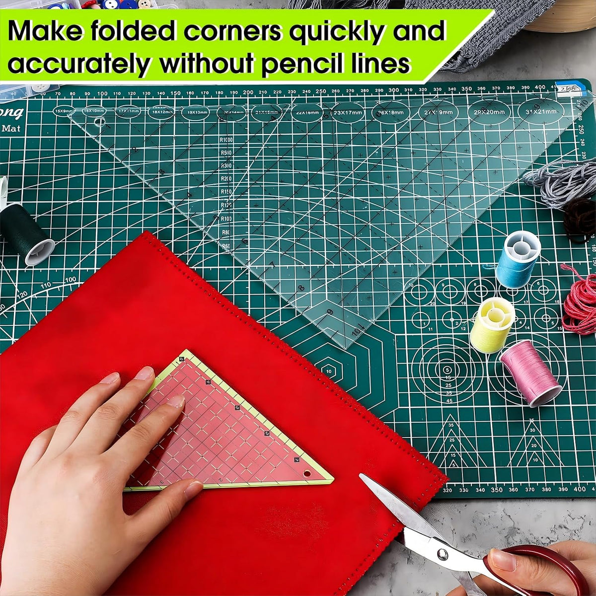 2 Pcs Triangle Quilting Ruler Folded Corner Clipper 45 Degree Quilting