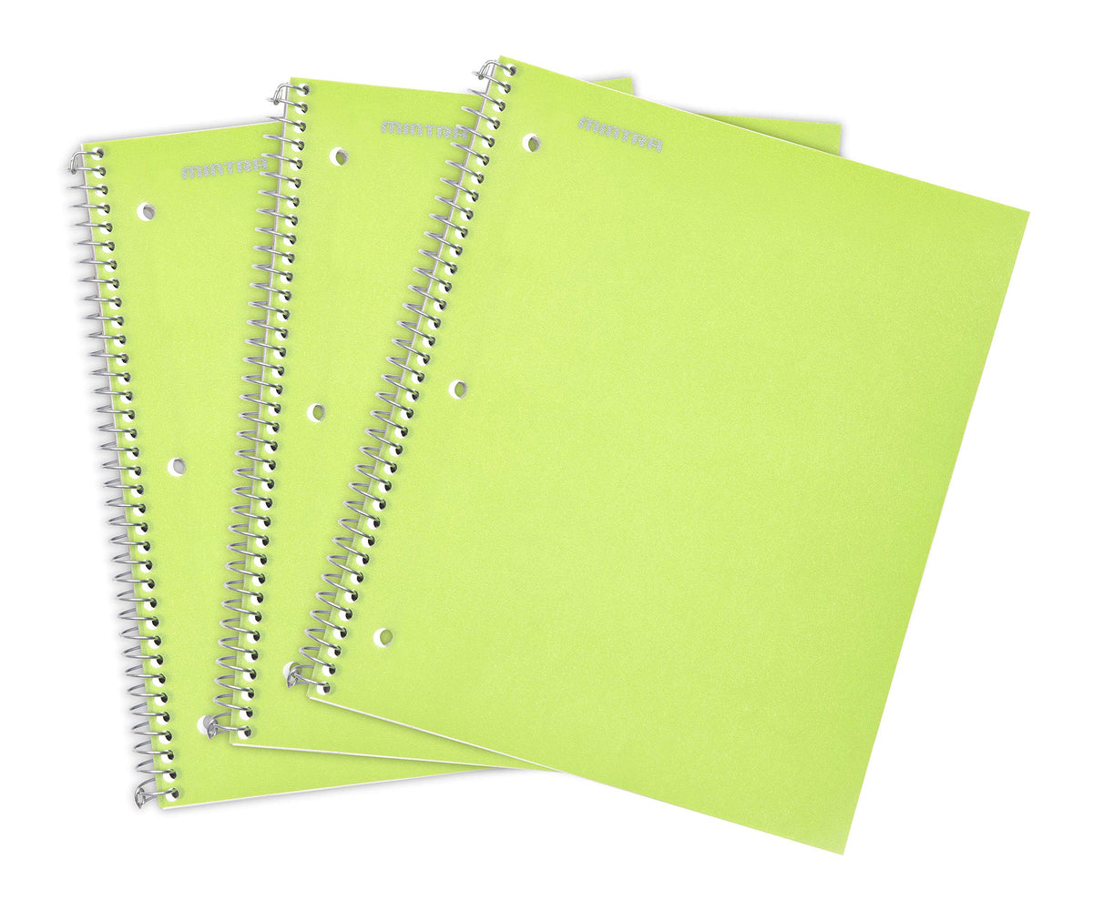 Mintra Office Durable Spiral Notebooks, 1 Subject, (Spring Pink, Sun Yellow, Arctic Ice, College Ruled 3pk)