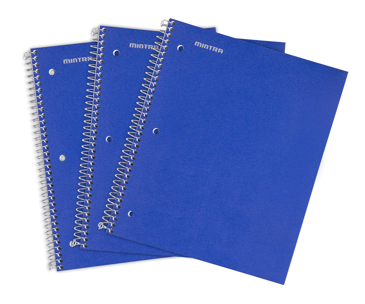 Mintra Office Durable Spiral Notebooks, 1 Subject, (Spring Pink, Sun Yellow, Arctic Ice, College Ruled 3pk)