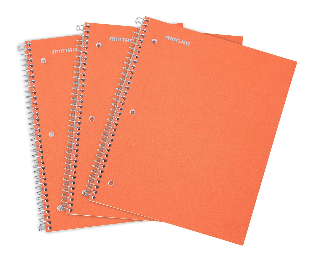 Mintra Office Durable Spiral Notebooks, 1 Subject, (Spring Pink, Sun Yellow, Arctic Ice, College Ruled 3pk)
