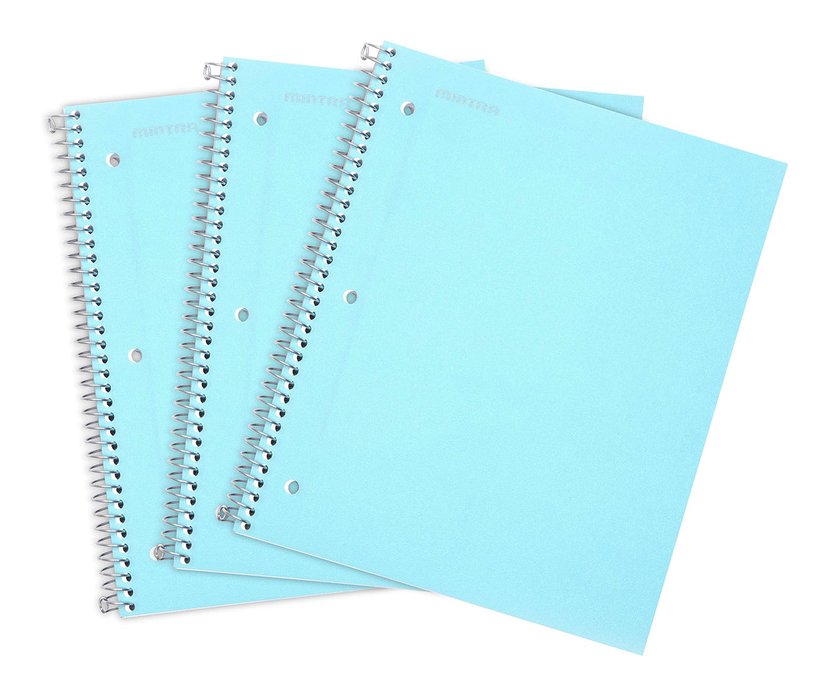 Mintra Office Durable Spiral Notebooks, 1 Subject, (Spring Pink, Sun Yellow, Arctic Ice, College Ruled 3pk)