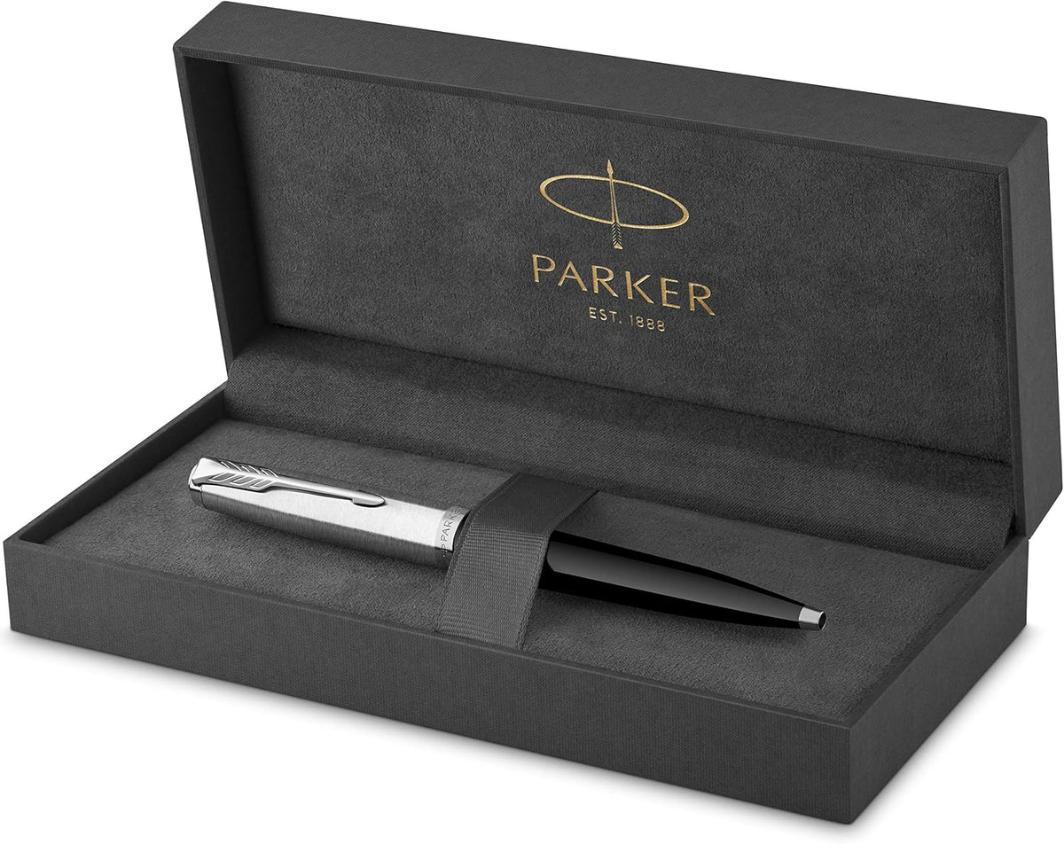 Parker 51 Fountain Pen, Midnight Blue Barrel, Chrome Trim, Fine Nib, Black Ink Cartridge, Gift Box