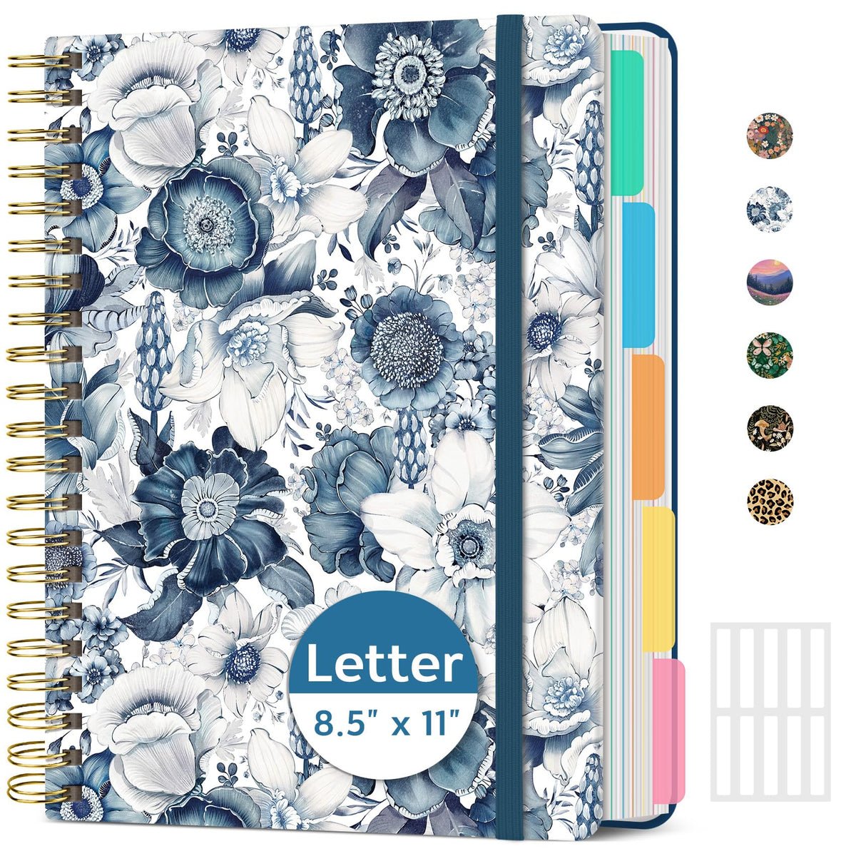 Taja Cute Large Spiral Lined Notebook for Work with 5 Removable Dividers