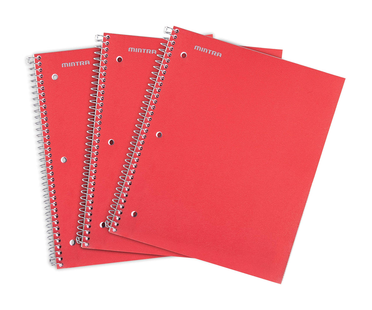 Mintra Office Durable Spiral Notebooks, 1 Subject, (Spring Pink, Sun Yellow, Arctic Ice, College Ruled 3pk)
