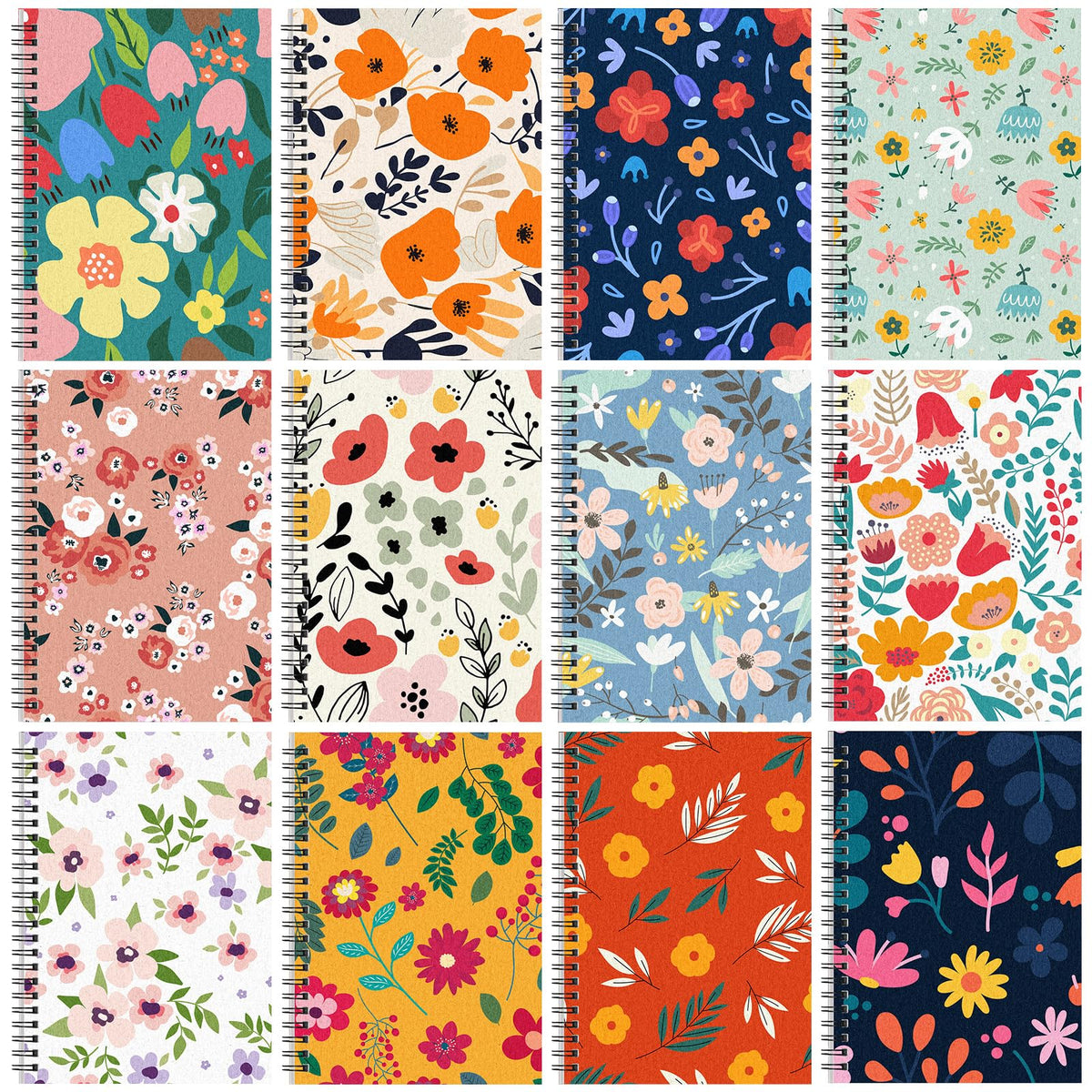 Fuutreo 12 Pcs Spiral Notebook for Work, 8.3 x 5.7 Candy Color, Classic