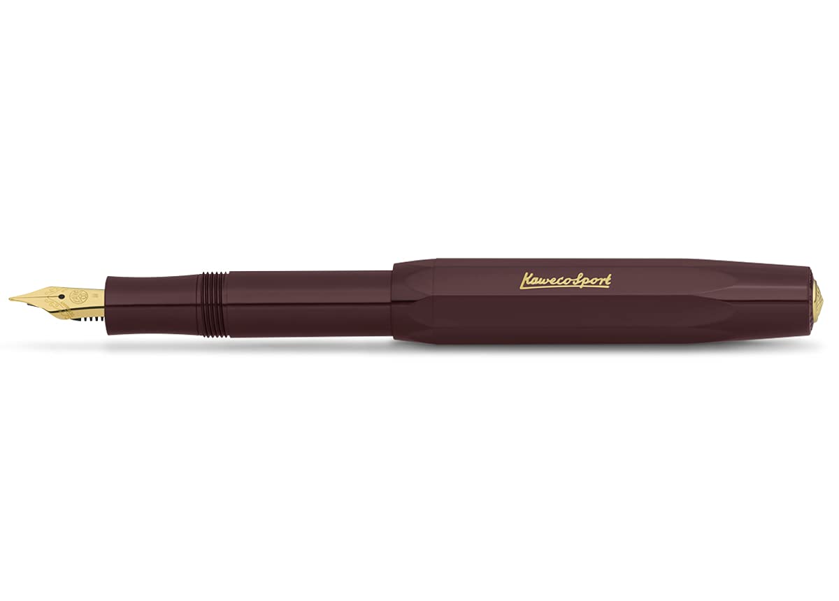 Kaweco CLASSIC SPORT Fountain Pen Black with 23 Carat Gold-Plated Steel Nib and Iridium Tip for Ink Cartridges I Sport Fountain Pen 13 cm I Nib: M (Medium)