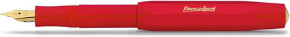 Kaweco CLASSIC SPORT Fountain Pen Red with 23 Carat Gold-Plated Steel Nib and Iridium Tip for Ink Cartridges I Sport Fountain Pen 13 cm I Nib: F (Fine)