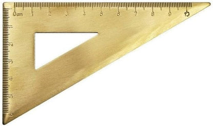 Golden Brass Ruler Stationery Set with Isosceles Triangle Right Angle Triangle Protractor 18cm Scale Measuring Tool for Drawing Drafting School Office Engineering