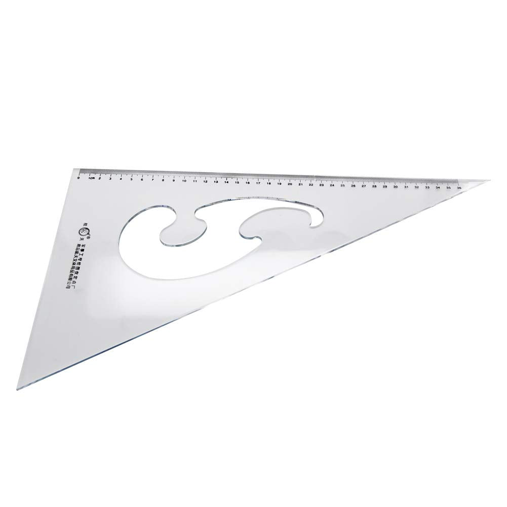 Utoolmart Triangle Ruler Set, 30cm / 11.8-inch Plexiglass Right Angle Ruler,Aluminum Alloy Triangular Ratio Scale Ruler, Measuring Tool for Drafting Drawing Learning Math Geometry Ruler 1 Pcs