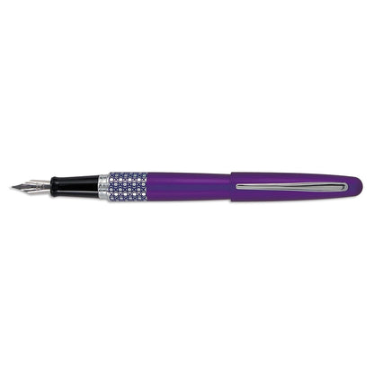 PILOT MR Retro Pop Collection Fountain Pen in Gift Box, Purple Barrel with Elipse Accent, Medium Point Stainless Steel Nib, Refillable Black Ink (91444)