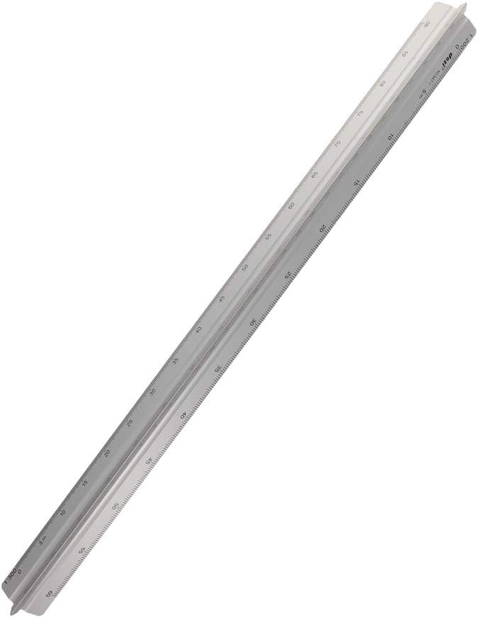 Utoolmart Triangular Ratio Scale Ruler Set,30cm / 11.8-inch Architectural Scale,Aluminum Alloy Ruler, Measuring Tool for Architects, Engineers, Draftsman and Students Silver 1 Pcs