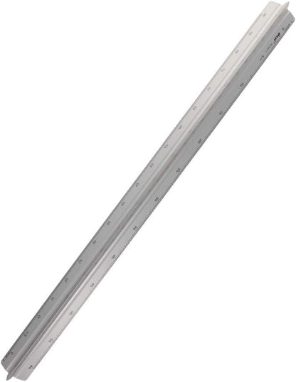 Utoolmart Triangular Ratio Scale Ruler Set,30cm / 11.8-inch Architectural Scale,Aluminum Alloy Ruler, Measuring Tool for Architects, Engineers, Draftsman and Students Silver 1 Pcs